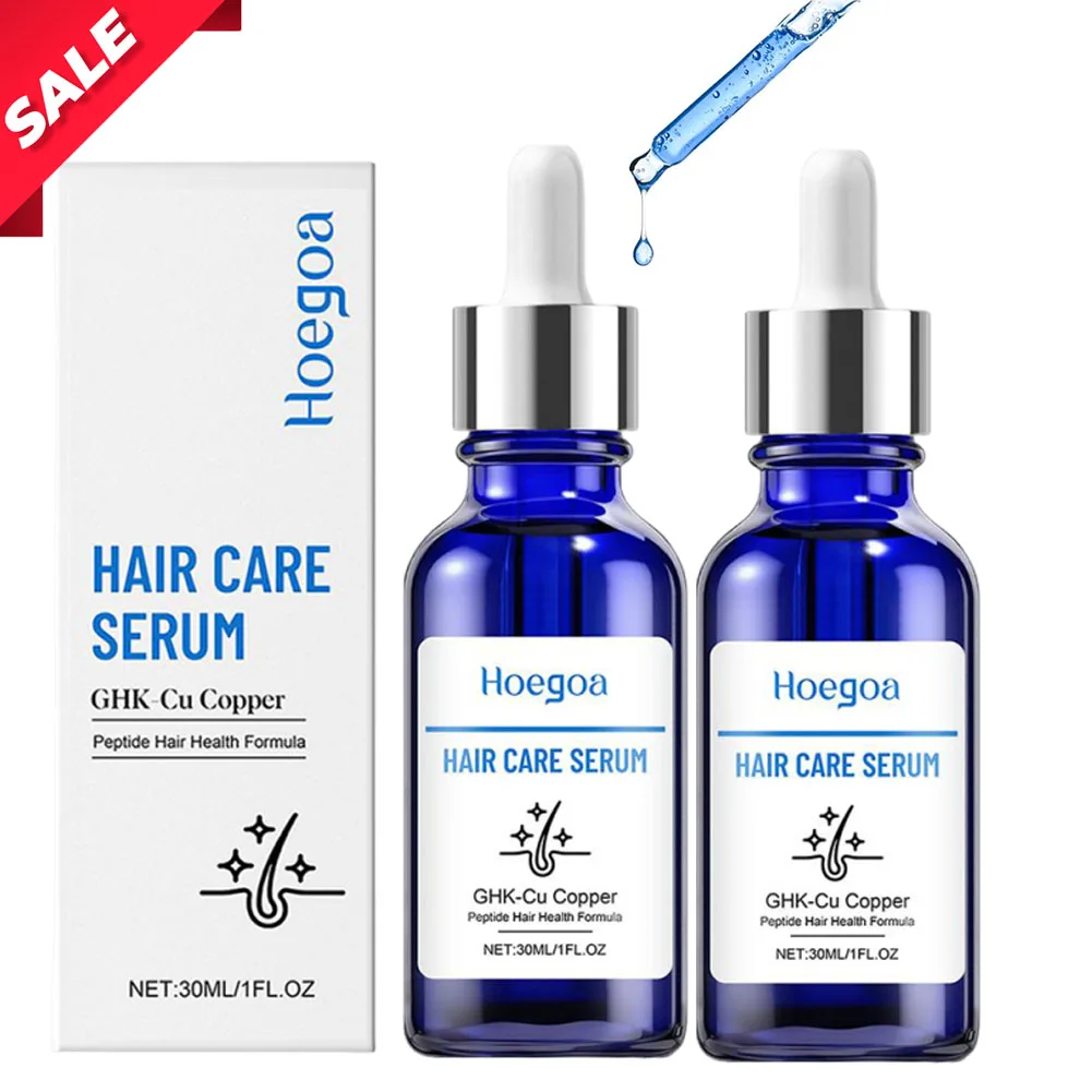 Sérum de Peptídeos de Cobre GHK-Cu para Crescimento Capilar, Sérum Capilar Não Oleoso para Cuidado do Couro Cabeludo, para Cabelos Mais Grossos e Volumosos, Anti-Queda 30ml
