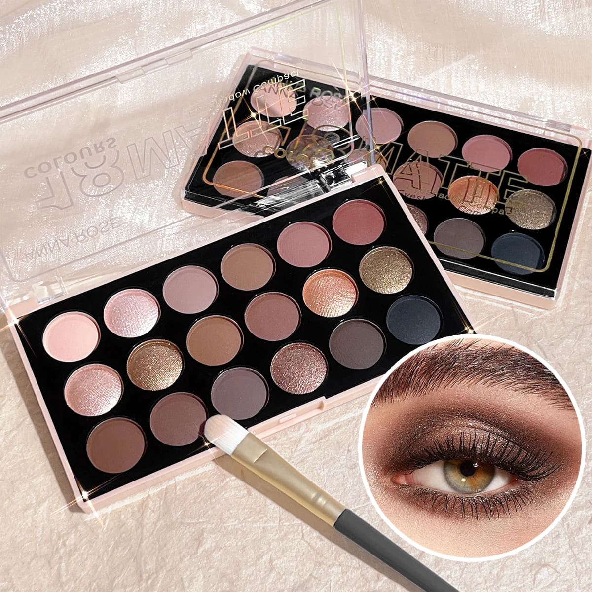 Paleta de sombras de 18 cores – Perolada, fosca, brilho fino, brilho, tons de terra, de longa duração, de alto desempenho