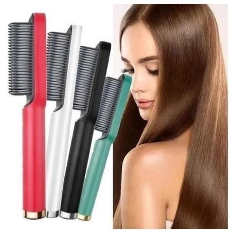 Escova Alisadora Bivolt 5 em 1 - Alisa, Hidrata, Modela, Alinha e Anti-Frizz