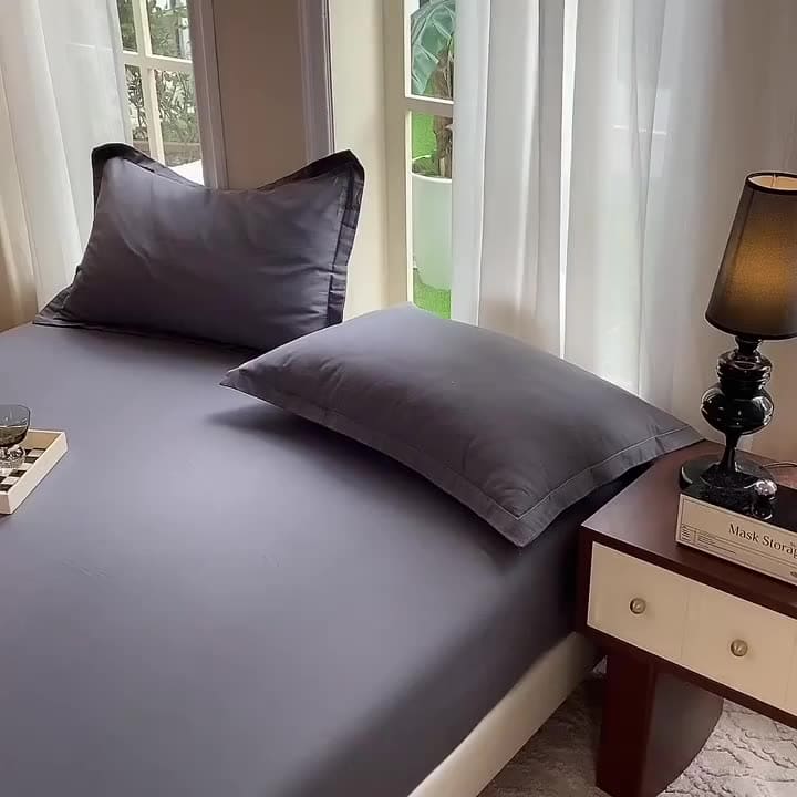 Lençol Casal 400 Fios Micropercal Jogo De Cama 3 peças Com Detalhe Em Ponto Palito
