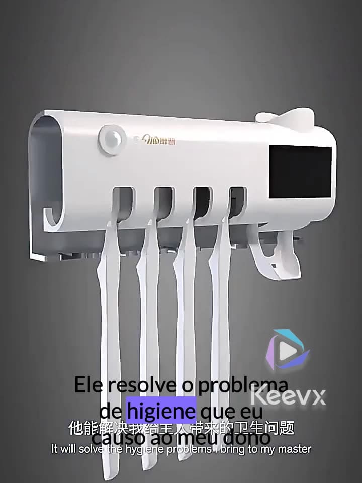 Porta Escova de Dentes UV com Dispenser de Pasta Dental Suporte Banheiro Sem Furar