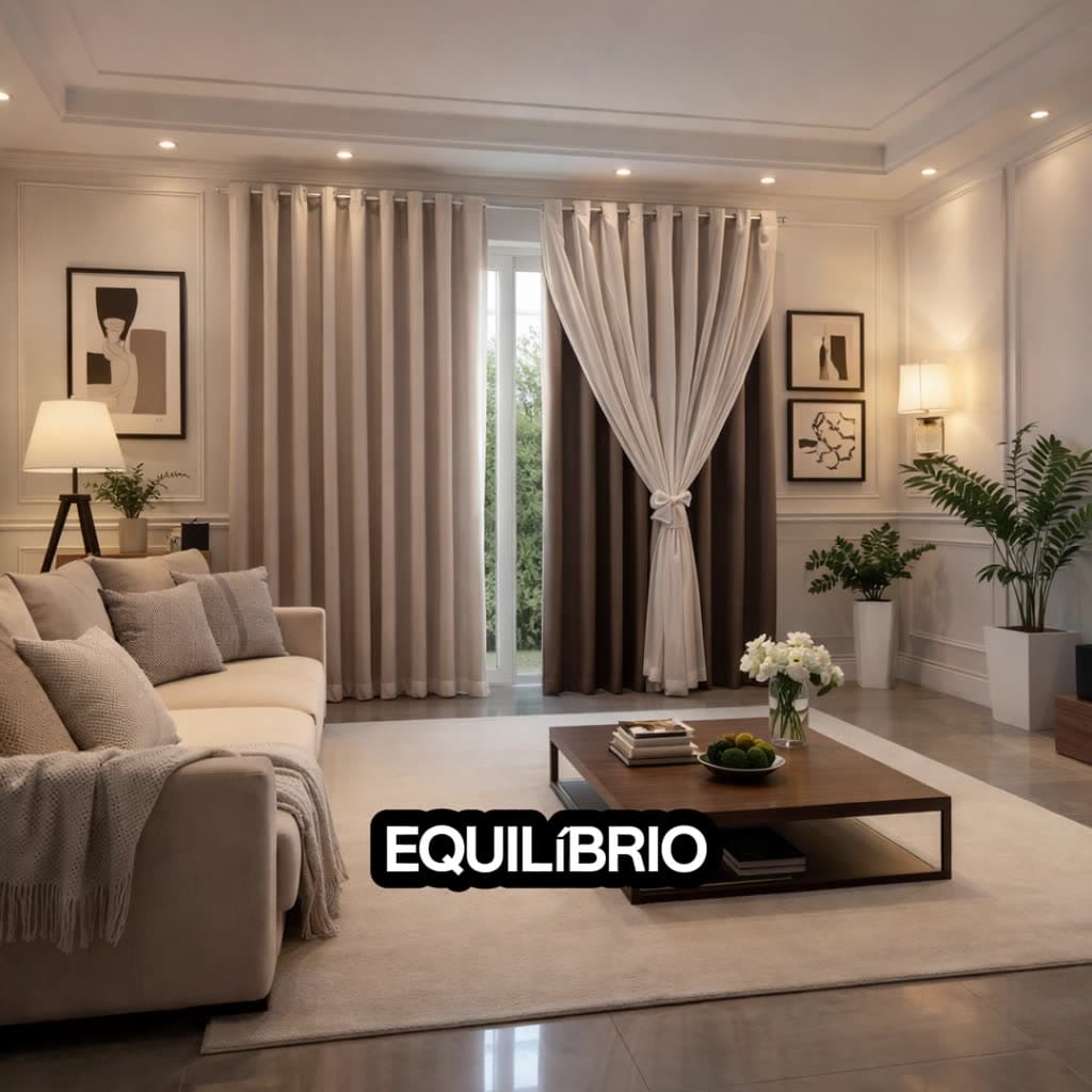 Cortina Madri Luxo Premium 3,00 x 2,50 com Voil Branco – Elegância e Sofisticação