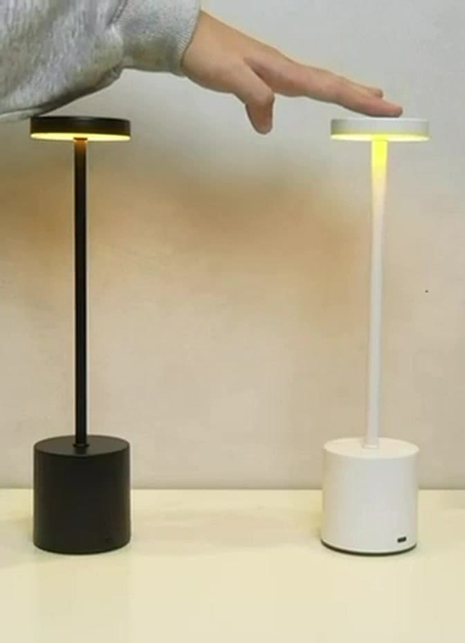 Luminária de Mesa Touch Recarregável – Dimerizável, 3 Tons de Luz