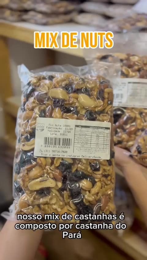 MIX PREMIUM NUTS Castanha de Caju/Castanha do Pará/Amêndoas/Nozes/Cranberry/Uva Passas/Amendoim 500G/1KG
