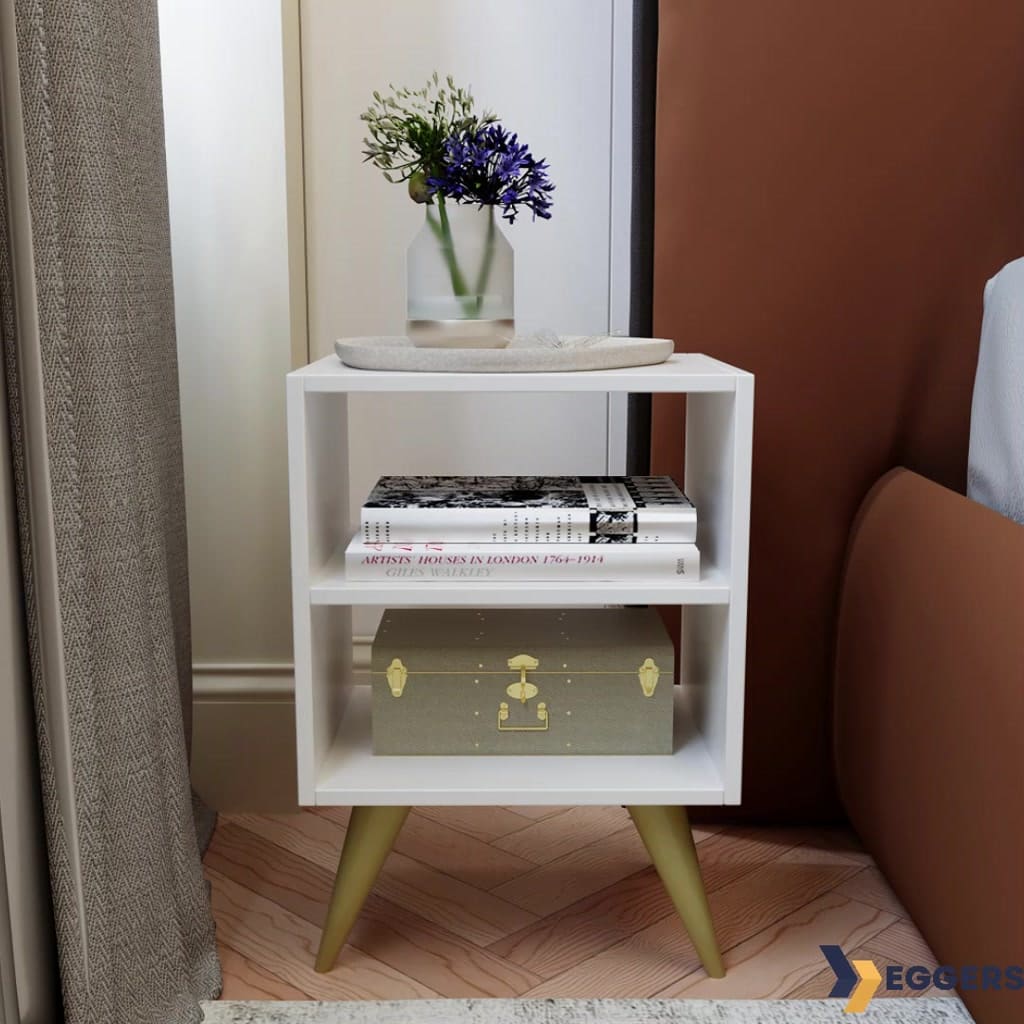 Mesa de Cabeceira Retrô Compacta com Nicho para Quarto Sala Casal ou Solteiro Palma