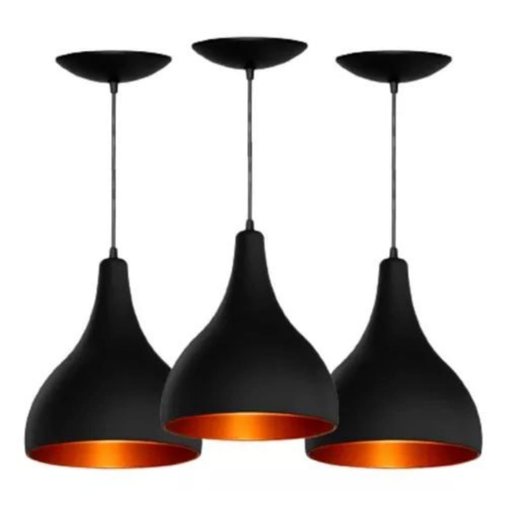 Kit 3 Pendentes Modelo Gota para Cozinha e Sala