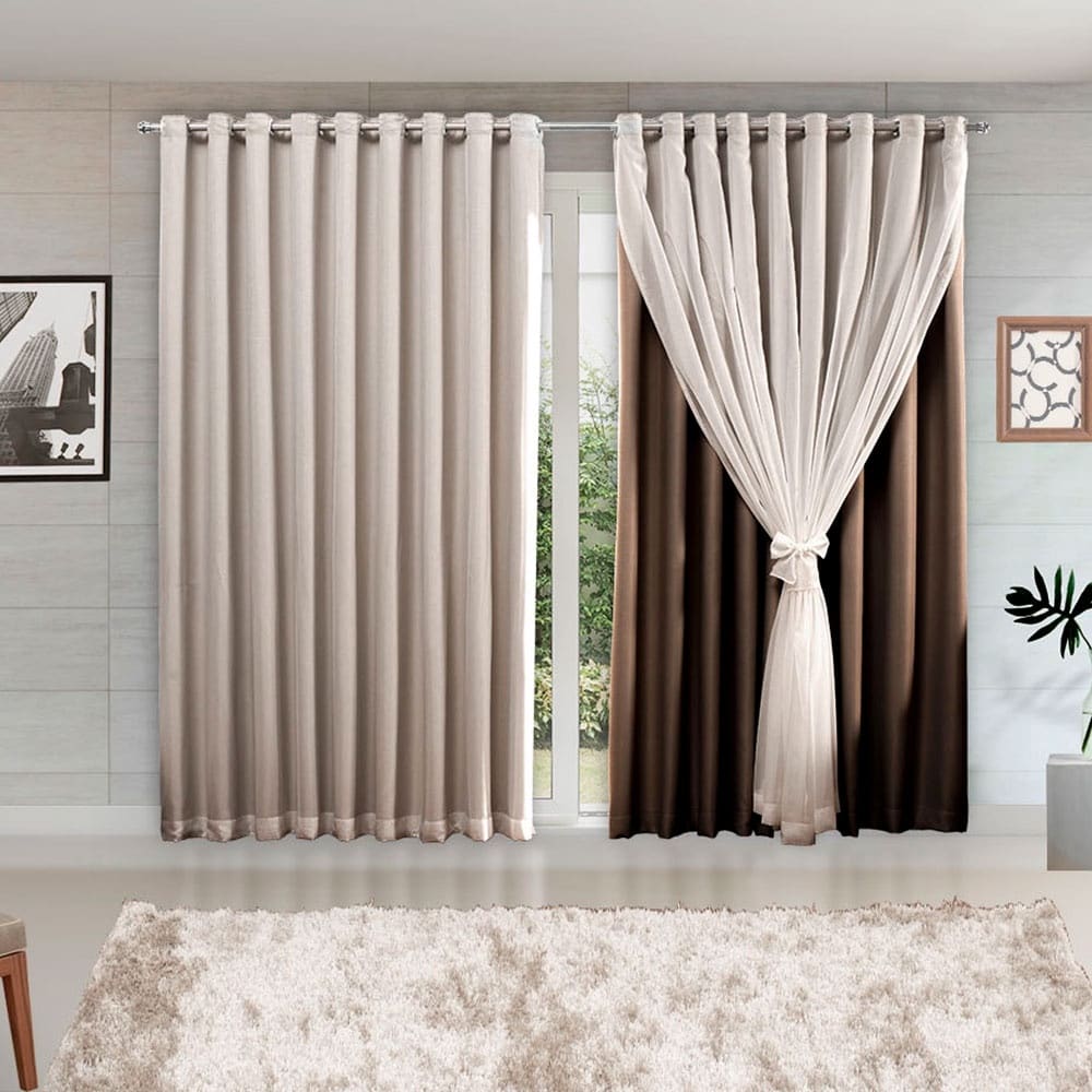 Cortina Madri Luxo Premium 3,00 x 2,50 com Voil Branco – Elegância e Sofisticação