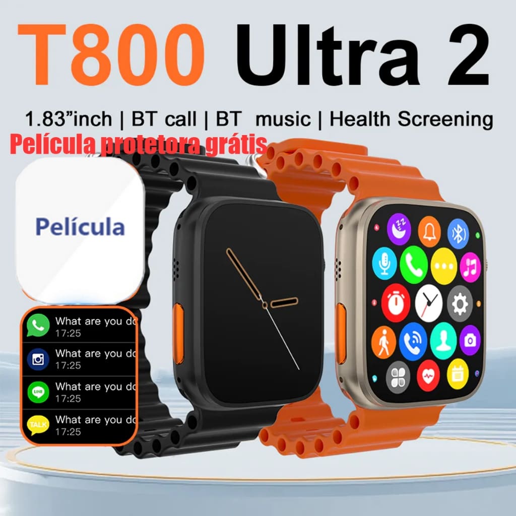 2026 Novo T800 Ultra Série 8 Relógio Ultra Smart Watch Esportivo Sem Fio À Prova D'água NFC