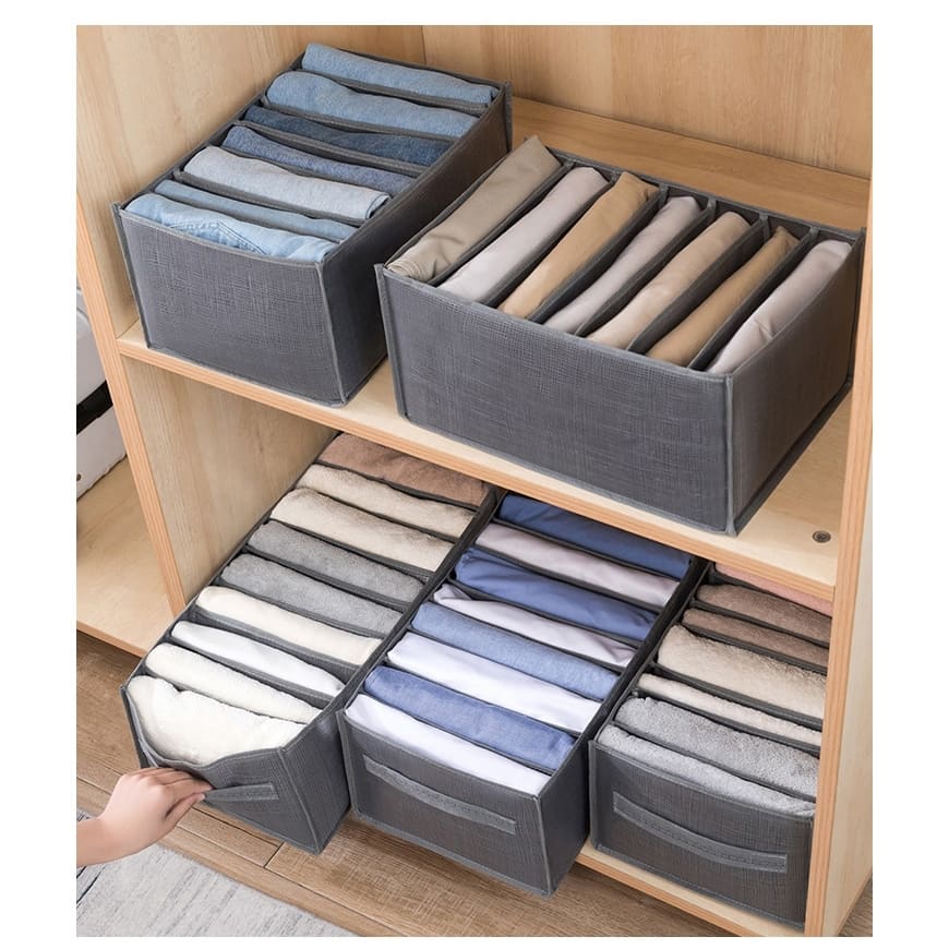 KIT 5 Organizador De Gavetas De Jeans Dobráveis/Roupas De Compartimento De Malha Economia De Espaço Em Casa ND-06