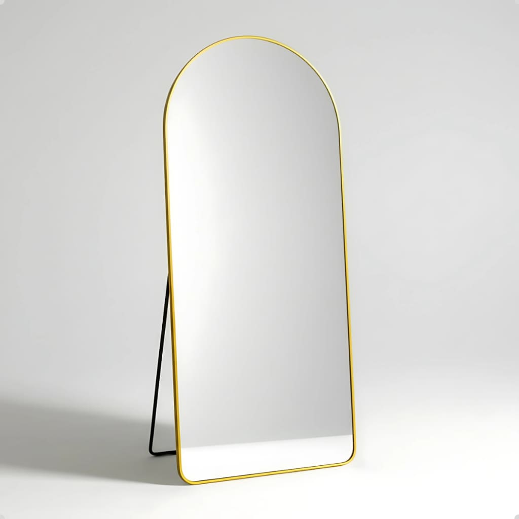 Espelho Lopazzi Base Reta Corpo Inteiro 150x60 Com Suporte de Chão Moldura Alumínio Quarto Sala Decorativo