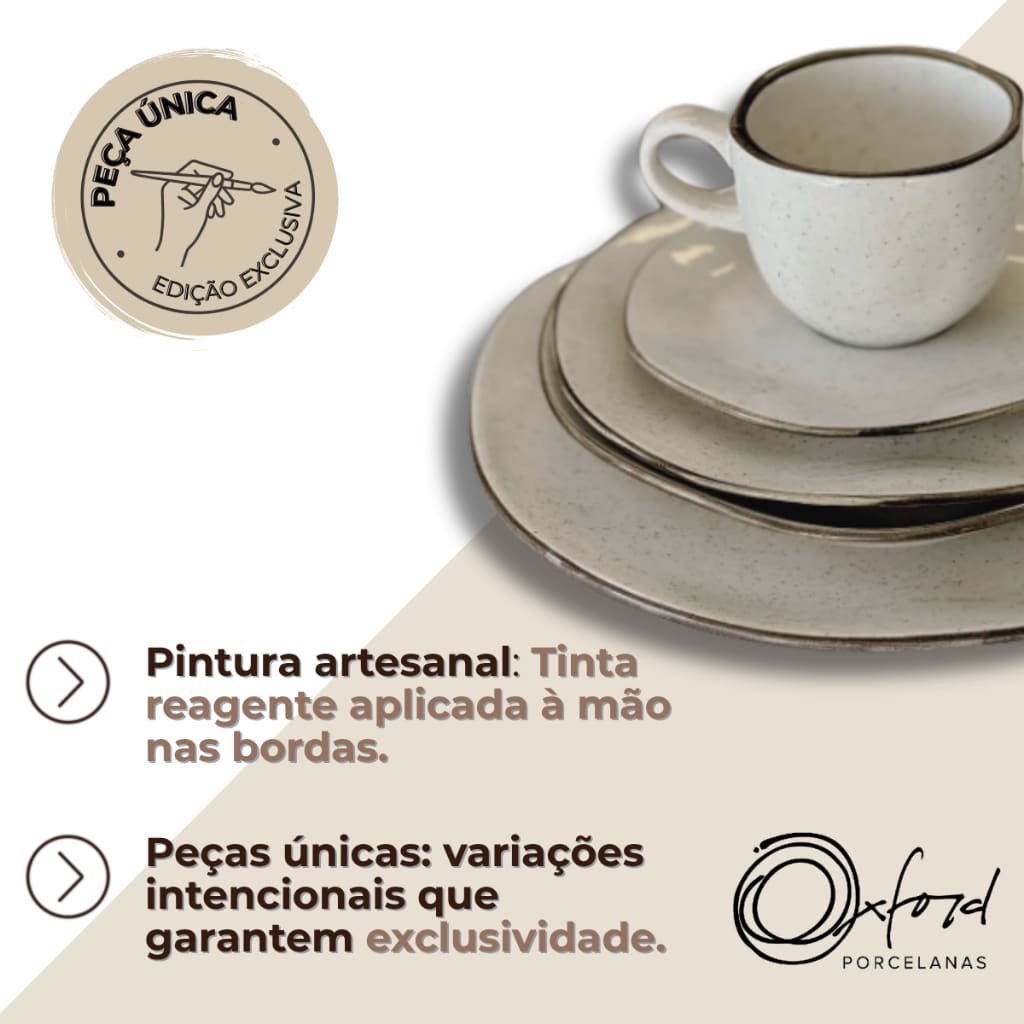 Aparelho de Jantar e Chá Porcelana 30 Peças Ryo Maresia Jogo de Pratos e Xícaras Oxford