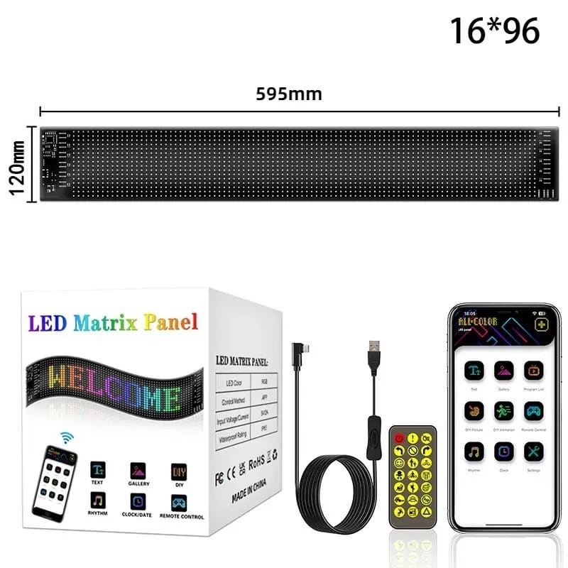 Luz De Olhos Com Display Led Flexível Programável Dobrável Diabo Olho Controle Para Carro Caminhão Prova d'água