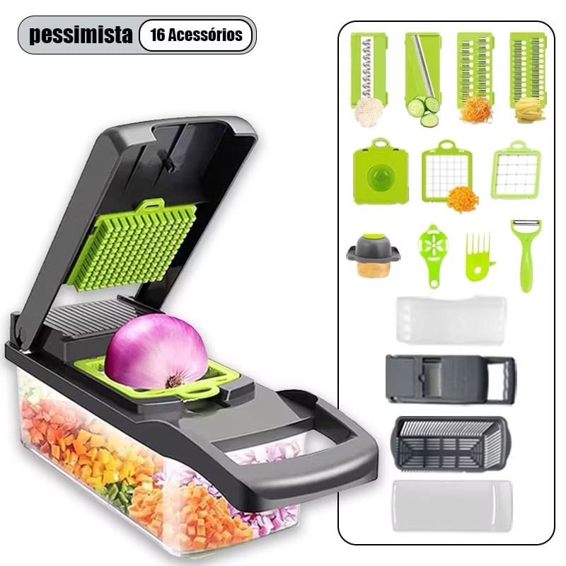 Fatiador Multifuncional Chef Premium 16 em 1 de Aço Inoxidável