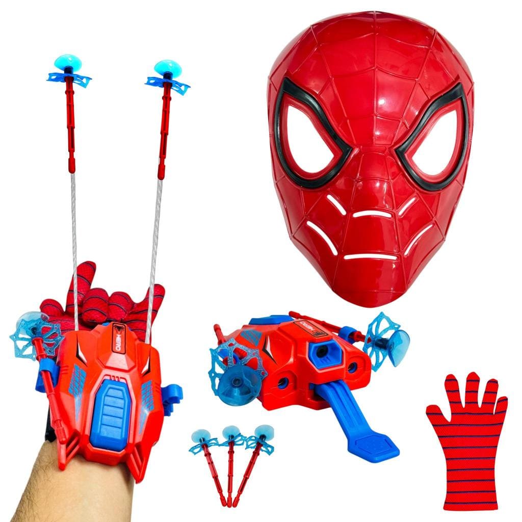 Kit Spider - Man Com Máscara E Lançador De Teia