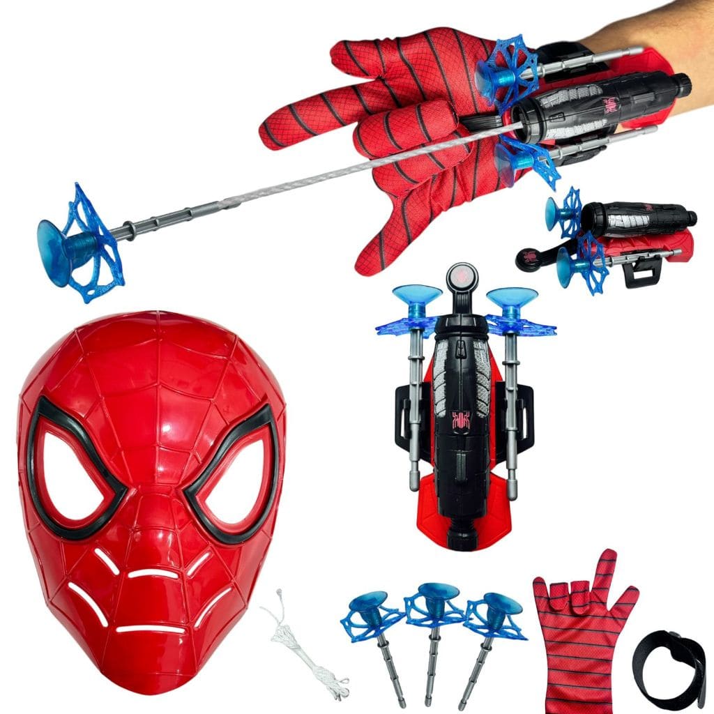 Kit Spider - Man Com Máscara E Lançador De Teia