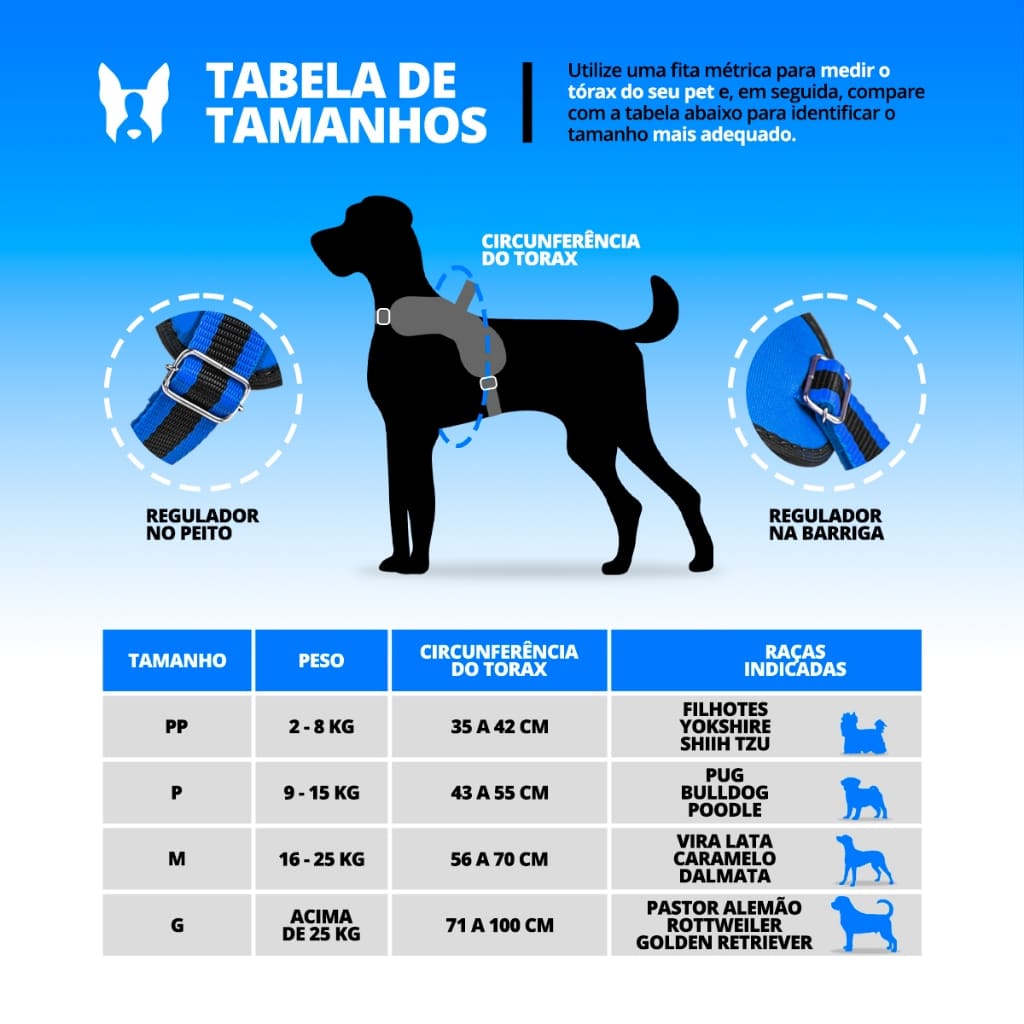 Coleira Peitoral Guia com Amortecedor Peiteira Para Cachorros Fortes