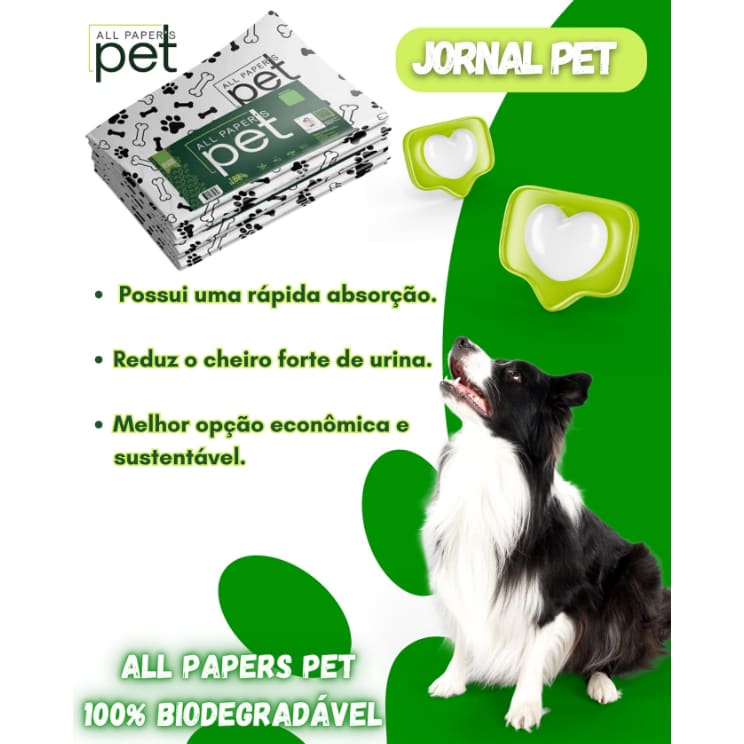 Kit Jornal Pet Higiênico 50/100/150/200 Folhas Biodegradável Atóxico Não Mancha
