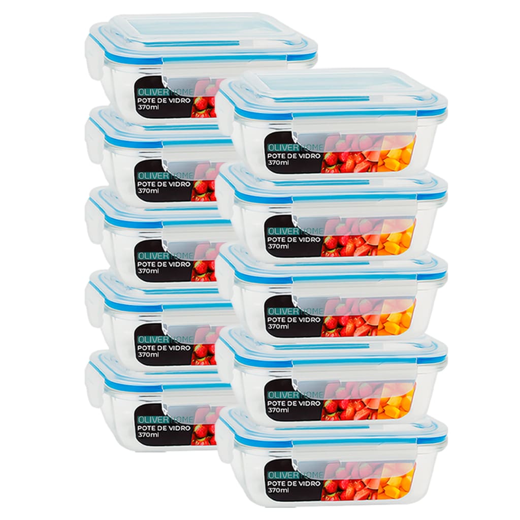 Conjunto de Potes de Vidro Hermético 370ml (3, 5 ou 10 Peças)
