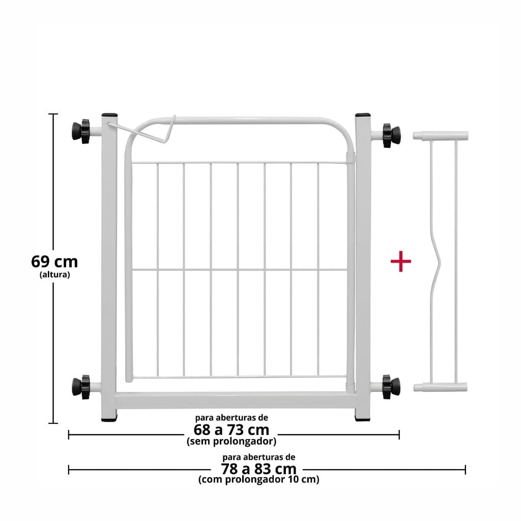Portão Pet Grade Aramado de Proteção Para Cães Portão para Bebes Segurança Para Crianças Com Extensor de 10cm