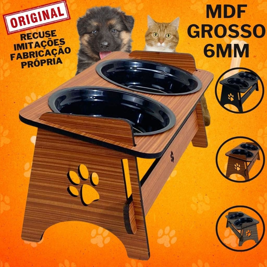 Comedouro Bebedouro Elevado com Tampas | Para Cachorro e Gato