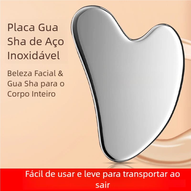 Gua Sha Facial em Aço Inoxidável + Bolsa