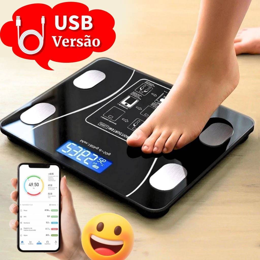 Profissional Balança Bioimpedância Digital lmc Aplicativo Bluetooth, USB, Fitness Treino 180kg