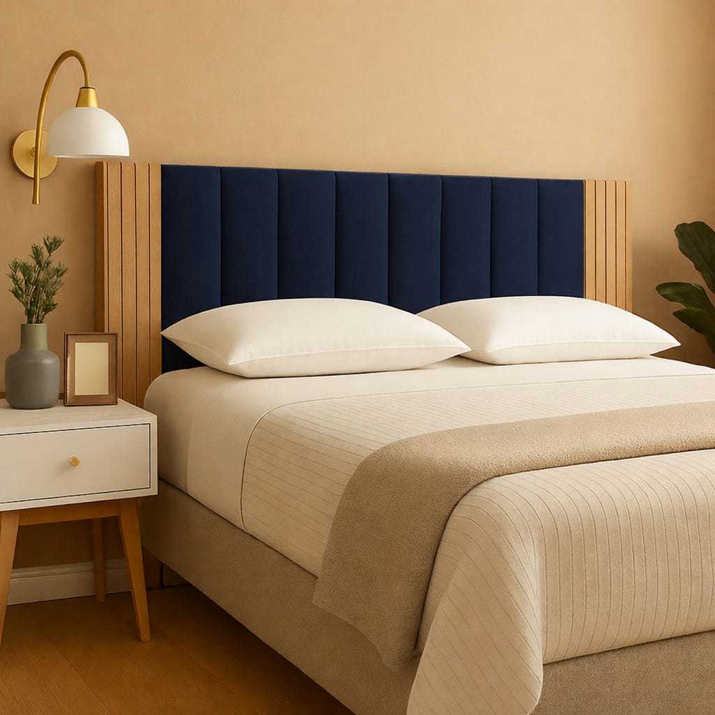 Kit Completo Cabeceira Premium Modular+Painel Ripado MDF Cama Casal King Queen Solteiro Envio Full