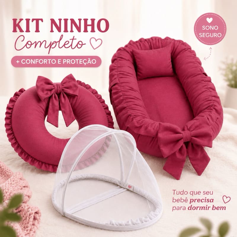 Kit Ninho com Mosquiteiro e Almofada de Amamentação