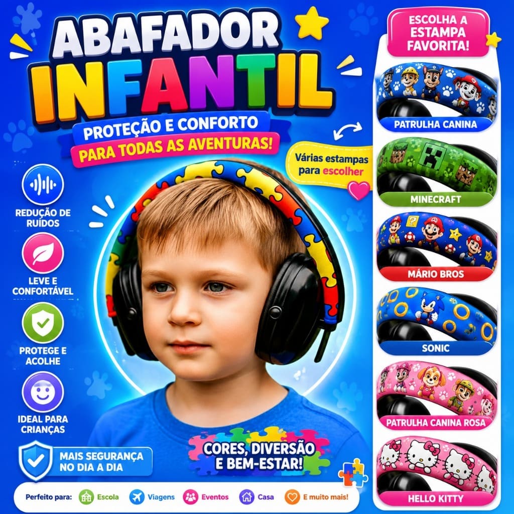Abafador auditivo, capinha costurada personalizada