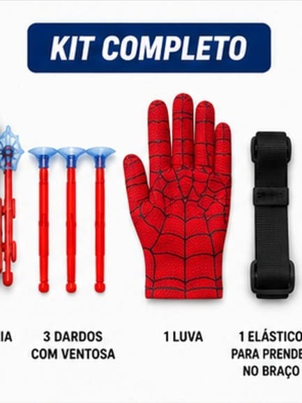 ️ Luva Lança Teia como a do Spider Aranha Com Dardos de ventosas Brinquedo Infantil Menino Menina