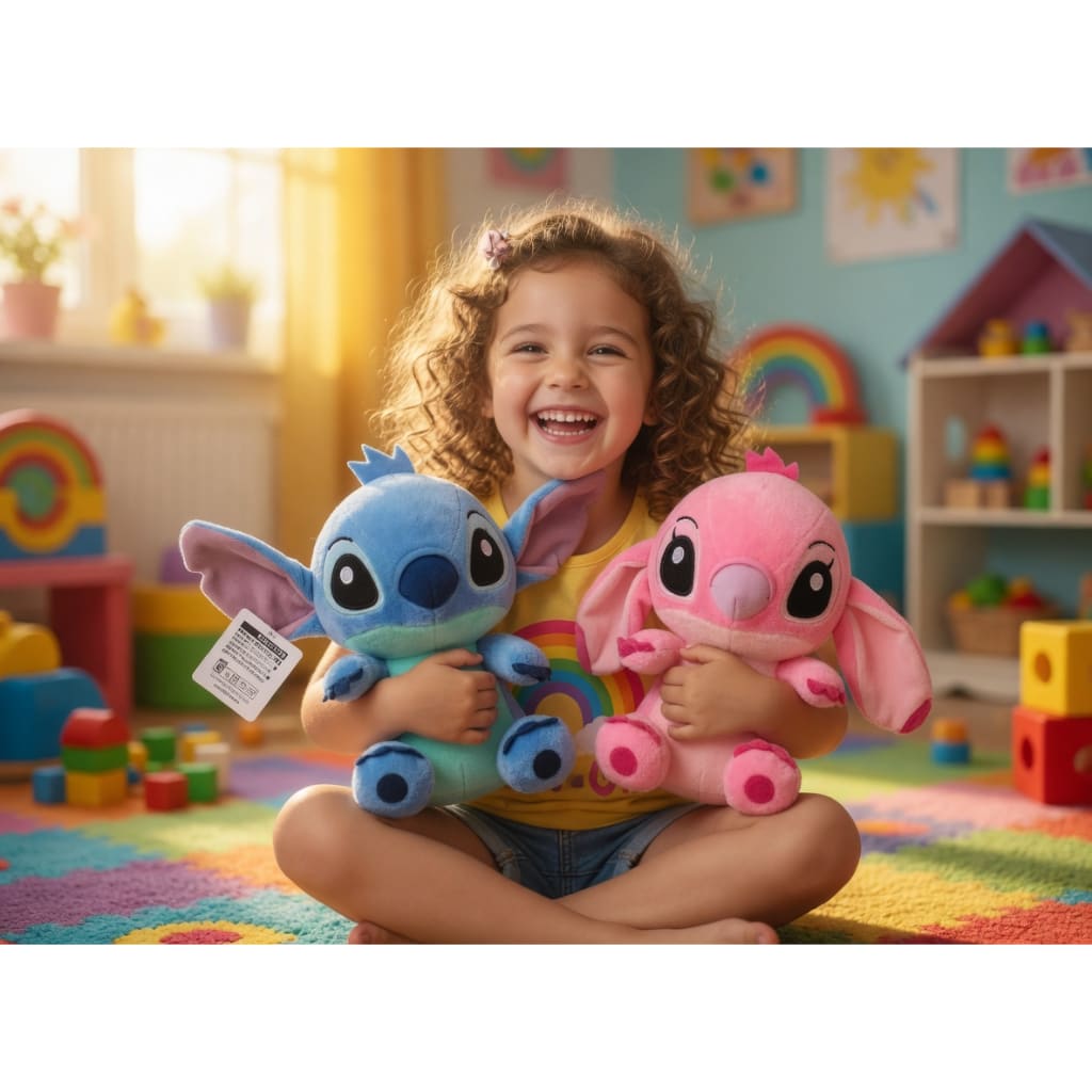 Stitch e Angel Pelúcia Importado Disney Ventosa Azul Rosa Fofo Brinquedo Crianças Presente Mães