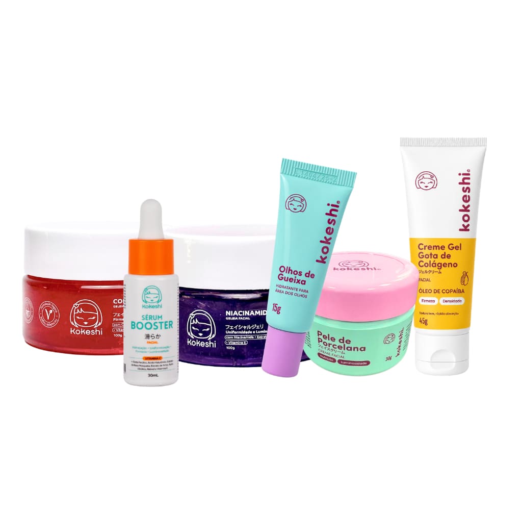 Kit Skincare Kokeshi Cosméticos - Completo/6 Itens -Hidratação e Tratamento Facial