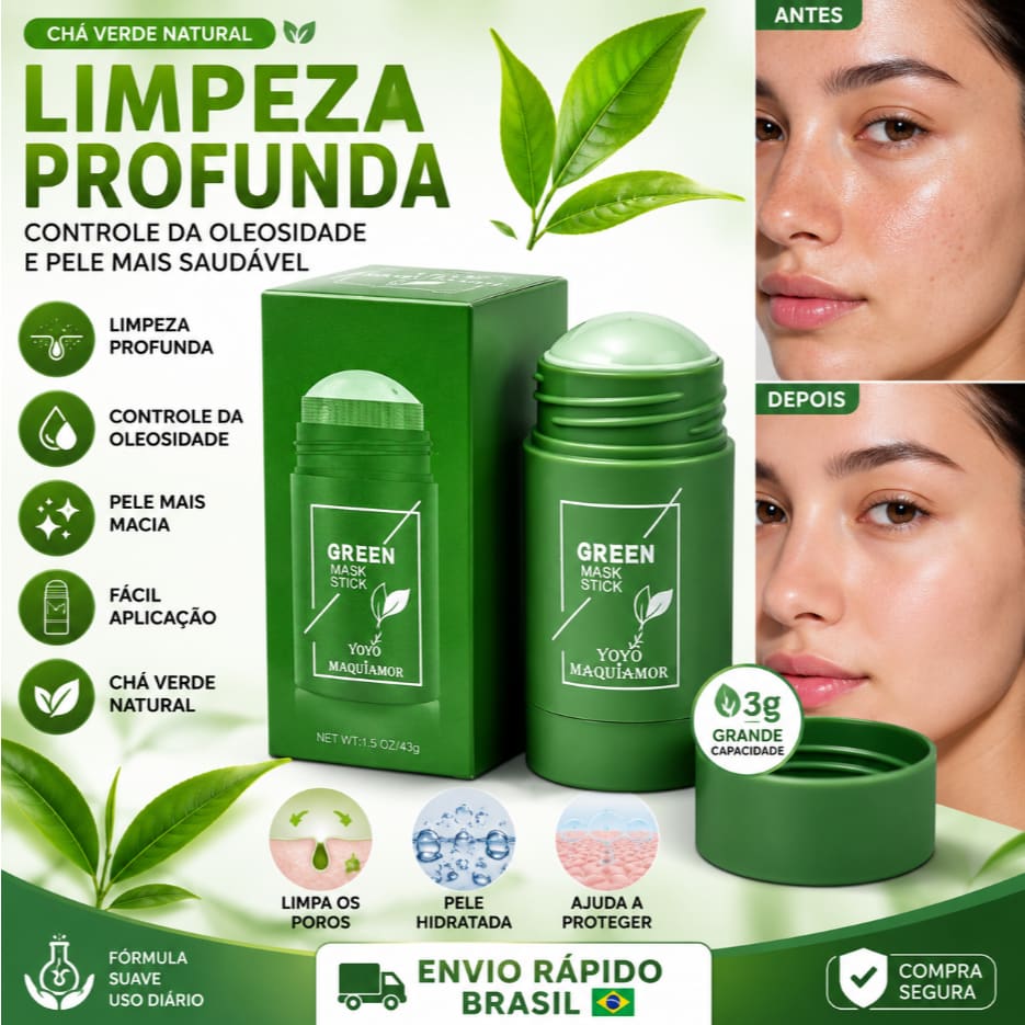 Máscara Chá Verde Remover de Cravos Anti-Acne Hidratante Beleza Pele Facial Clean Face Clareador Mask Stick FEBELLA Hot