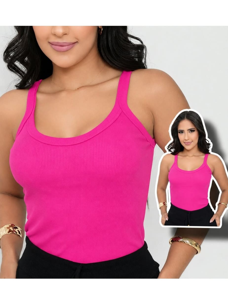 Regata Básica Alça Feminina Canelada Algodão Premium Americana Blusa Promoção