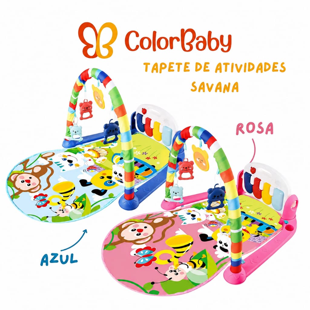 Tapete de Atividades para Bebê ColorBaby | Musical com Piano Interativo, Móbiles e Brinquedos
