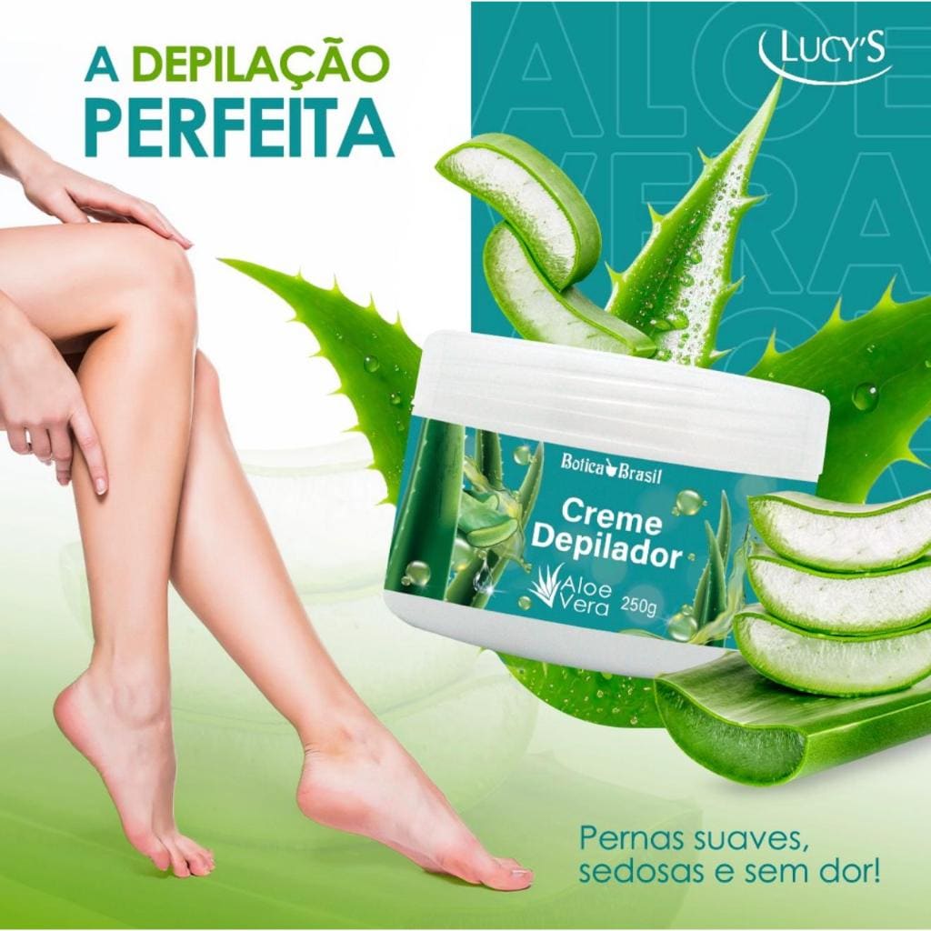 Creme depilatório Corporal 250g com Aloe Vera Depilação Botica Brasil Lucy's