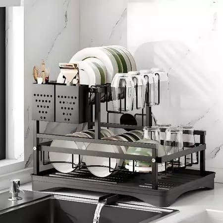 Escorredor de Louças Rack Aço Carbono Organizador Preto