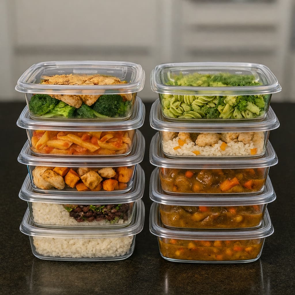 Kit 10 Potes Marmitas 1.000ml Vasilhas transparentes BPA FREE reutilizável cozinha microondas