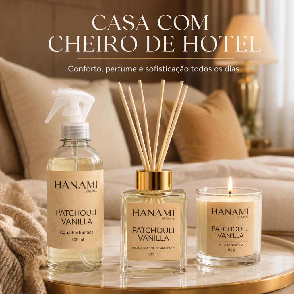 Kit Casa Cheirosa Hanami 3 em 1 | Água Perfumada 500ml + Difusor + Vela Aromática Premium