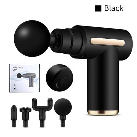 Massageador Elétrico Profissional Muscular Pistola Portátil Original c/ 6 Níveis e 4 Ponteiras