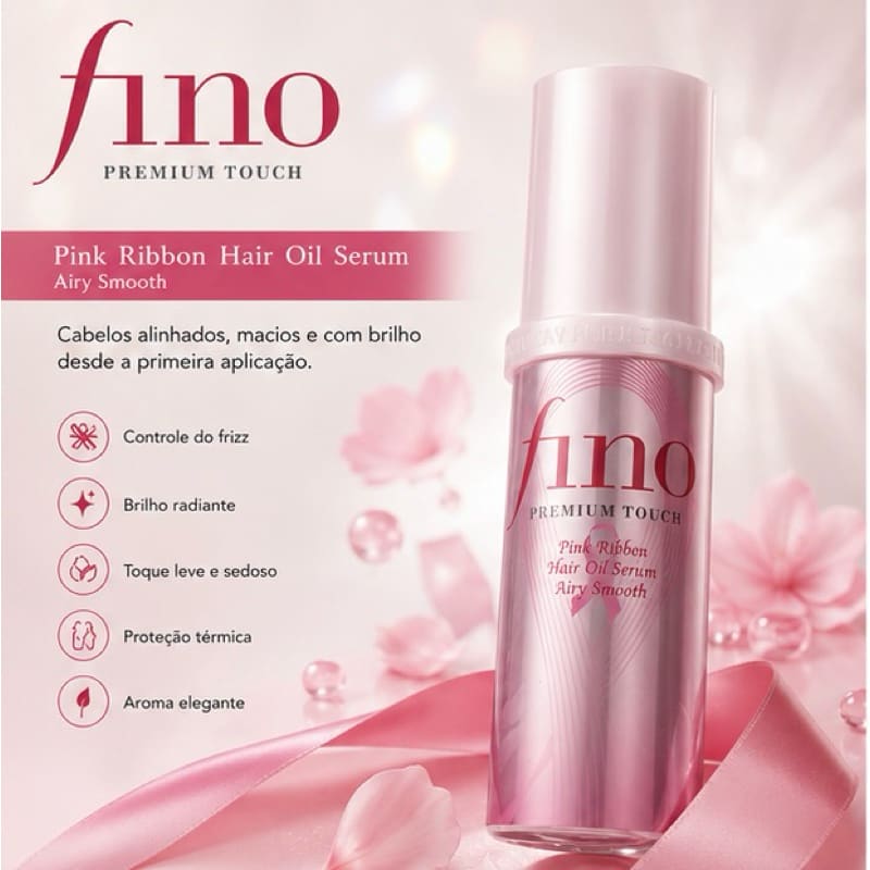 Fino Premium Touch Pink Ribbon Hair Oil Serum – Airy Smooth | Óleo Capilar 70ml