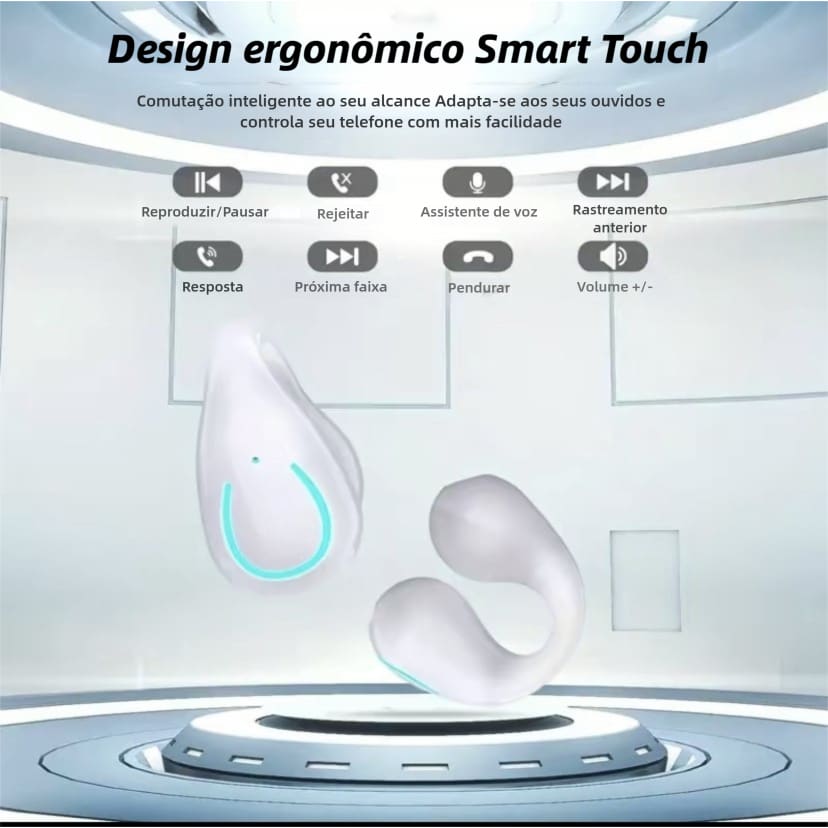 Hancdon Fone Bluetooth Tipo Clipe Orelha Aberta YYK‑Q71 Sem Fio Esporte Bateria Longa Duração