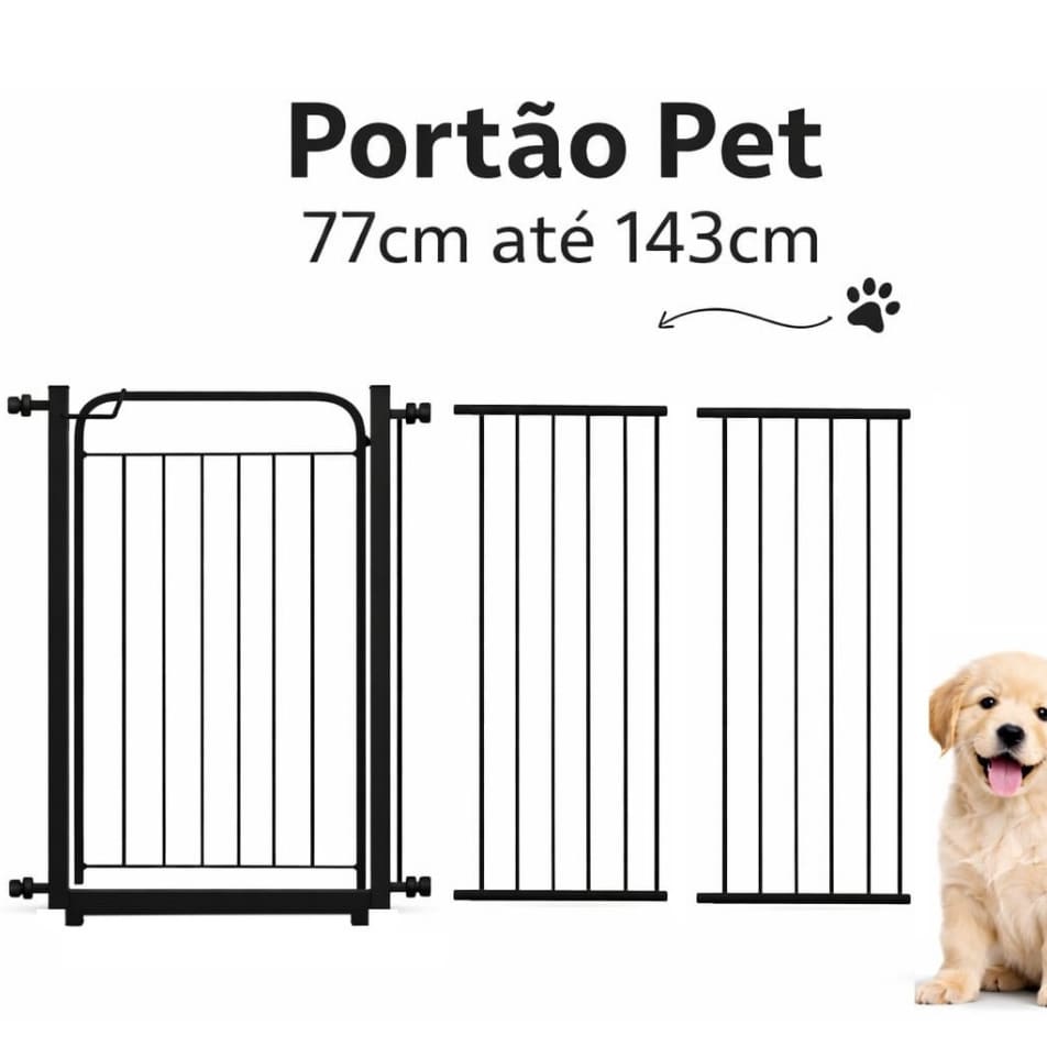Portão Pet Ajustável para Cães e Gatos – Grade de Proteção 78 a 143 cm