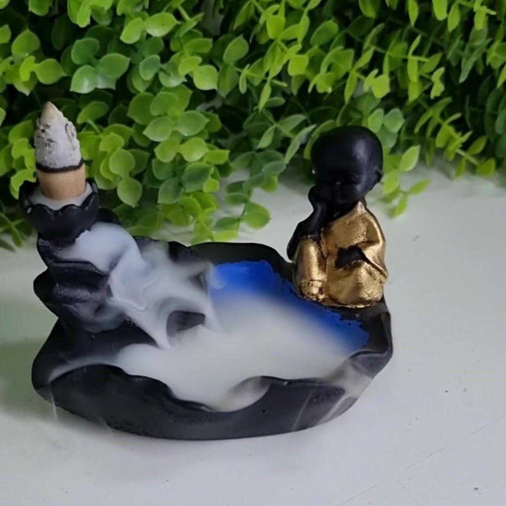 Incensário Cascata com Monge – Para Incenso de Refluxo