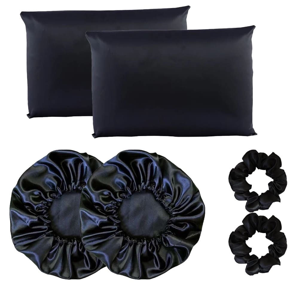 Kit completo cetim 2 fronhas + 2 touca+ 2 scrunchie