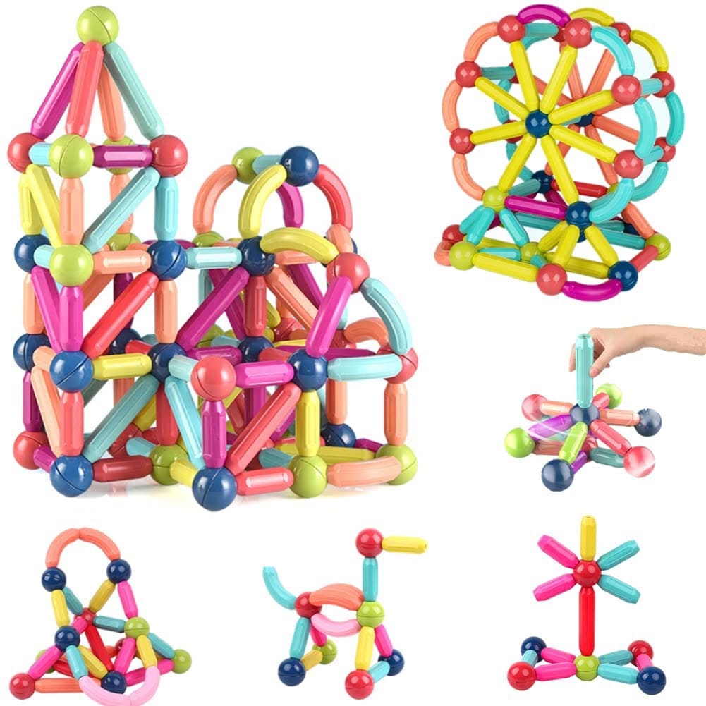 Conjunto de ímã Bolas E Palitos Magnéticos | Brinquedo Para Crianças 68/128 Pecas