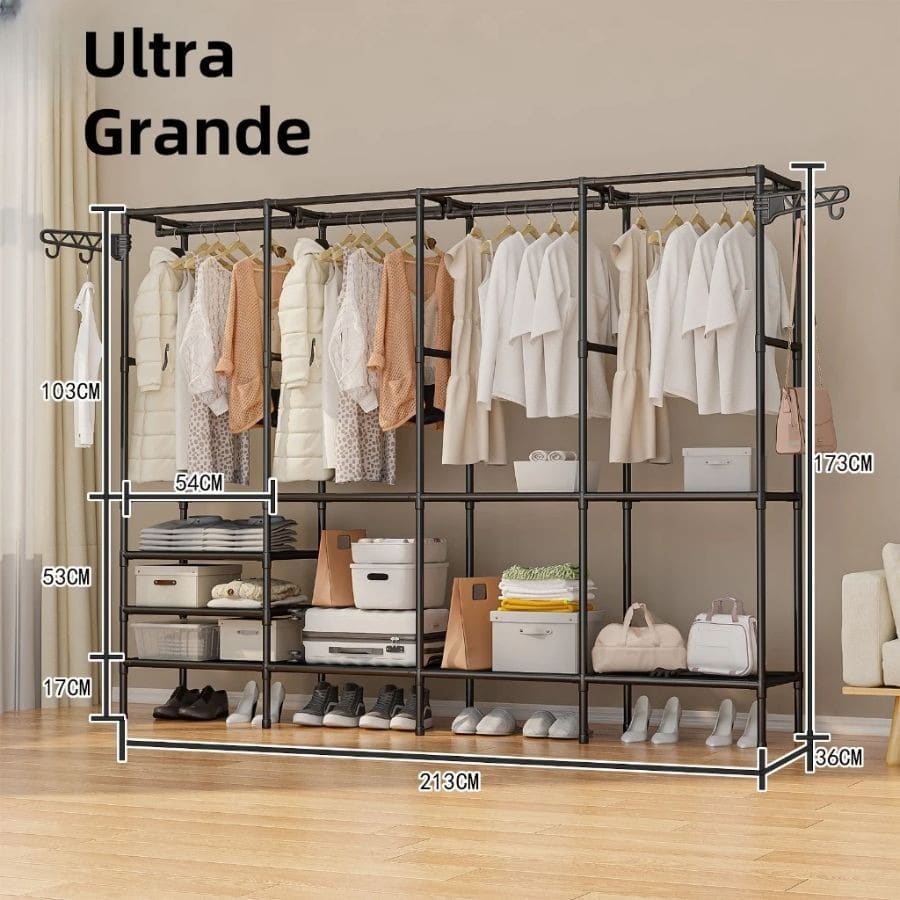 Roupeiro Guarda Roupa Portatil Cabideiro Arara Para Roupa Sapateira Organizador Multiuso Armário