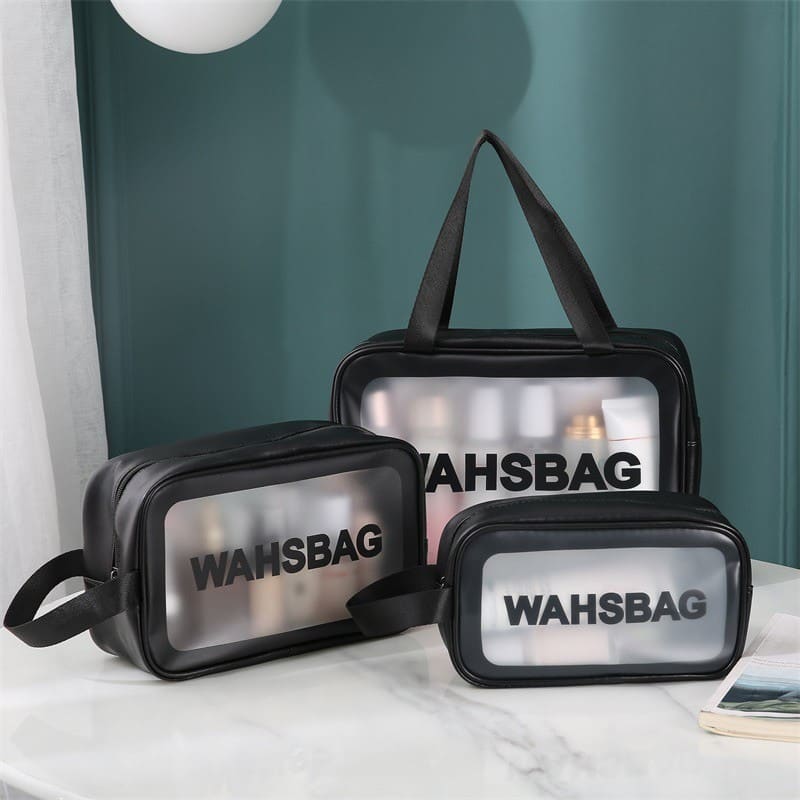 Kit 3 Necessaires Organizadoras Transparentes para Maquiagem e Viagem