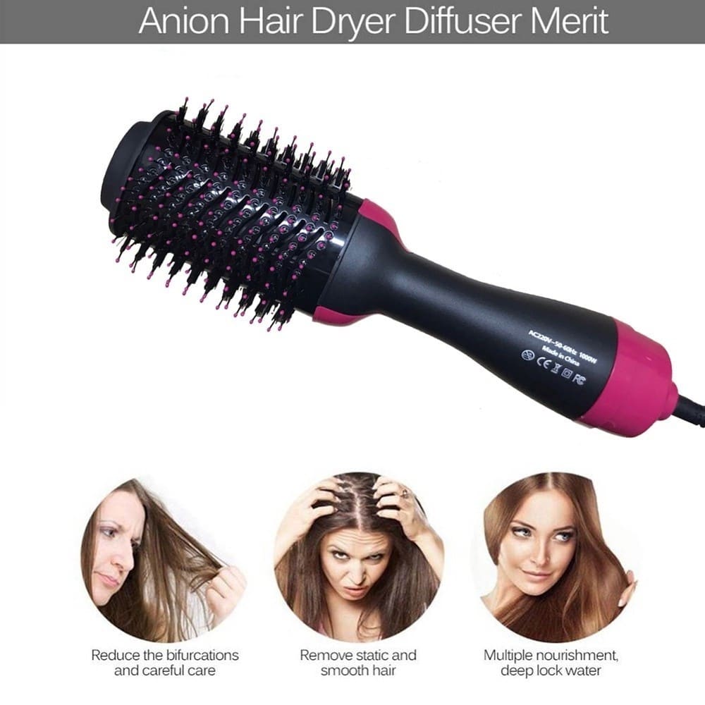 Escova Secadora Alisador Elétrica Quente Cabelo Com 3 Em1 Hair Styler 110V