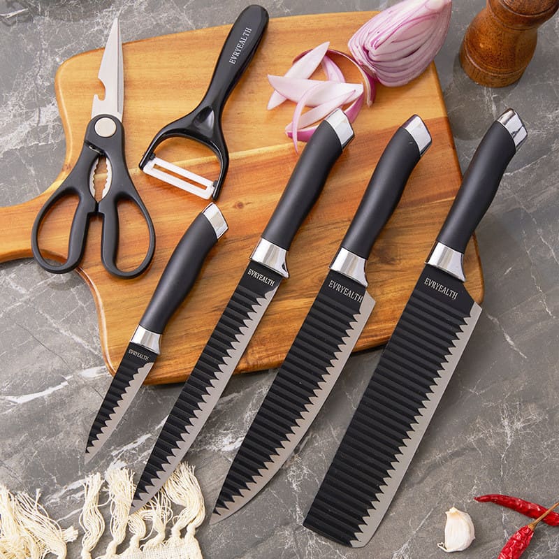 Kit Facas Chef Premium 6 Peças Antiaderentes para Cozinha e Churrasco